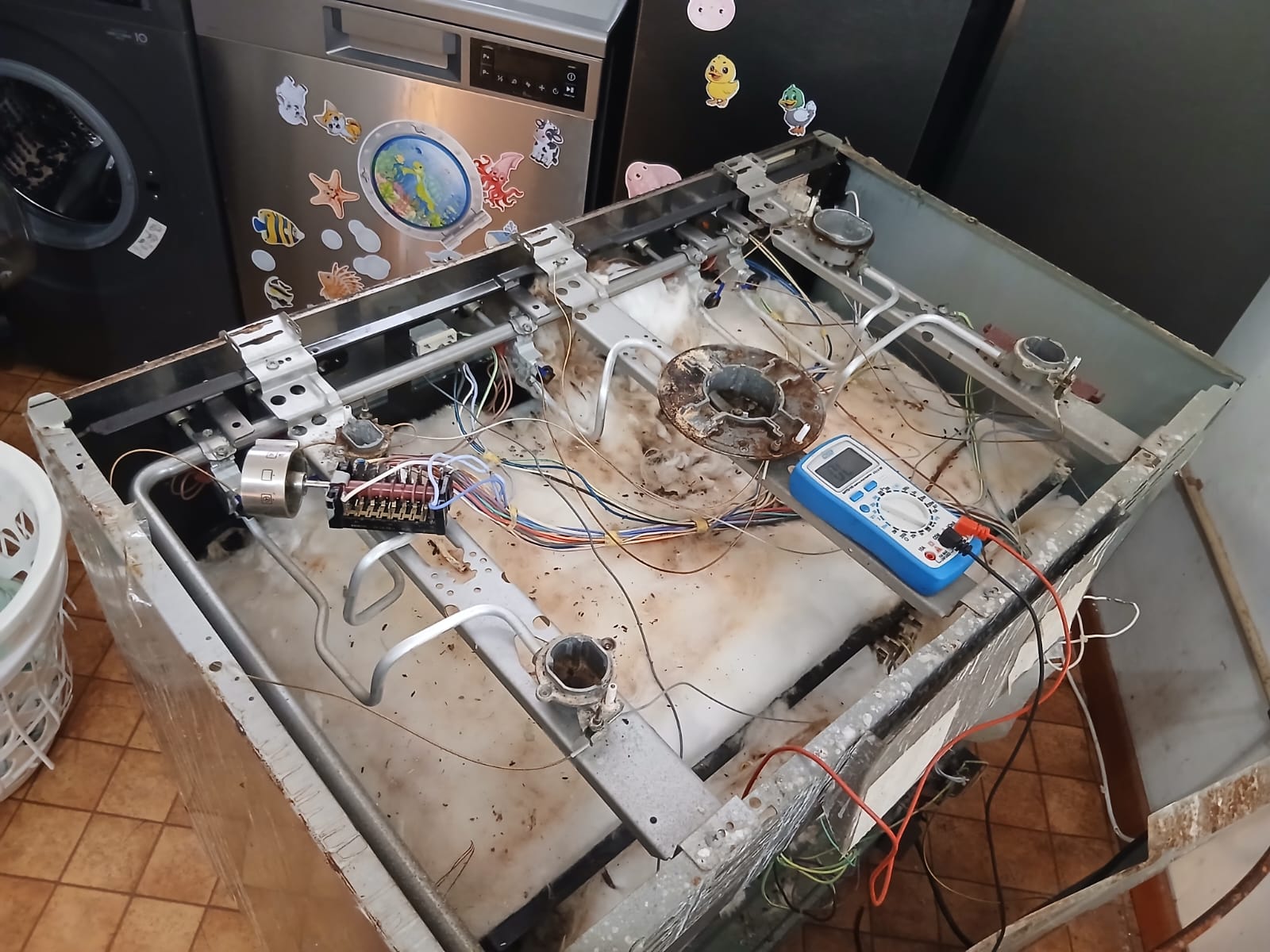 AEG cooker opened up for testing, with wiring damaged by rats, repaired in Boksburg