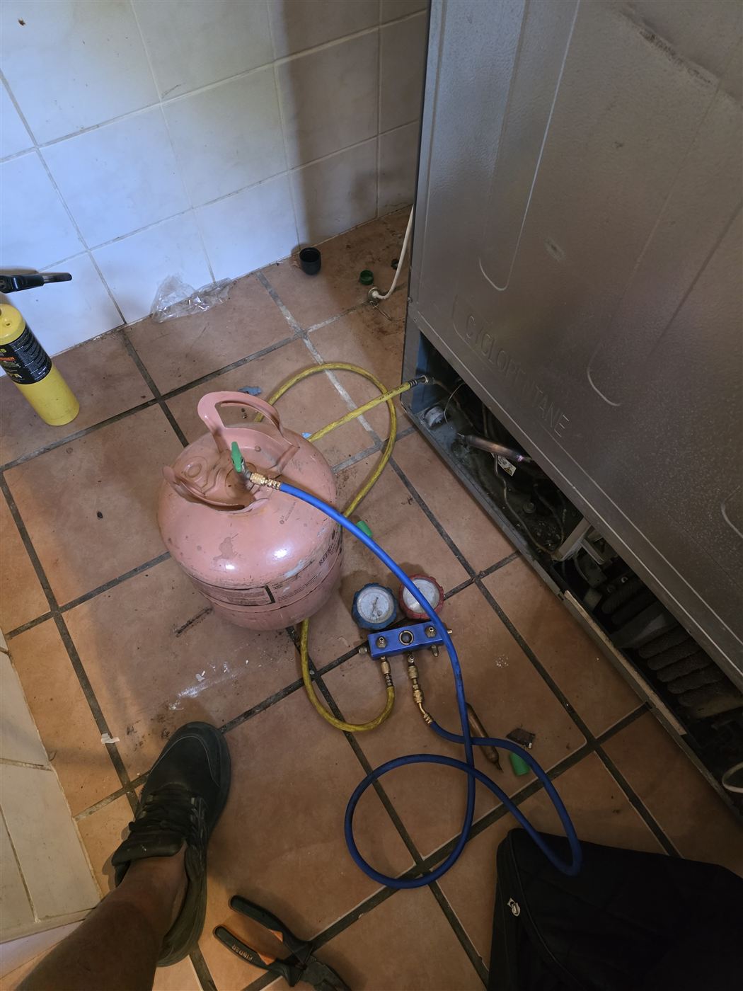 Fridge being regassed after a filter drier replacement in Bryanston