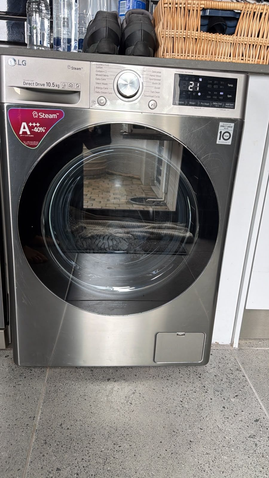 LG Direct Drive 10.5kg front-loading washing machine serviced on-site in Gauteng